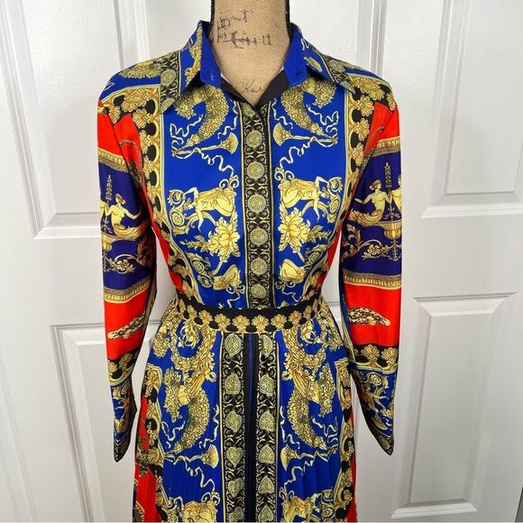 Sz M Ferrara Jaguar and Italian Printed Blouse & Pleated Skirt SET NWT $135 MSRP - Picture 5 of 15